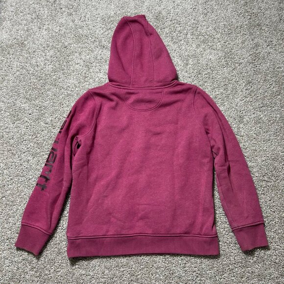 Carhartt Kids Sz 12/14 Relaxed Fit Pink Pullover Hoodie With Logo Graphic - Picture 6 of 8